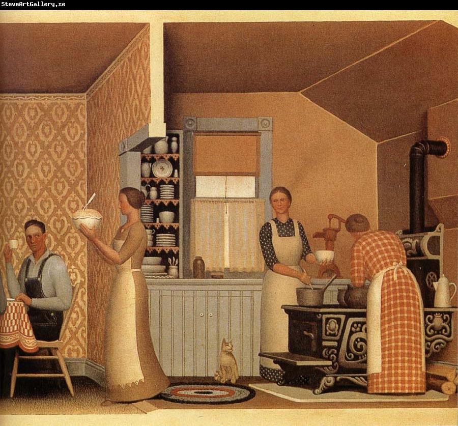 Grant Wood The Thresher-s supper